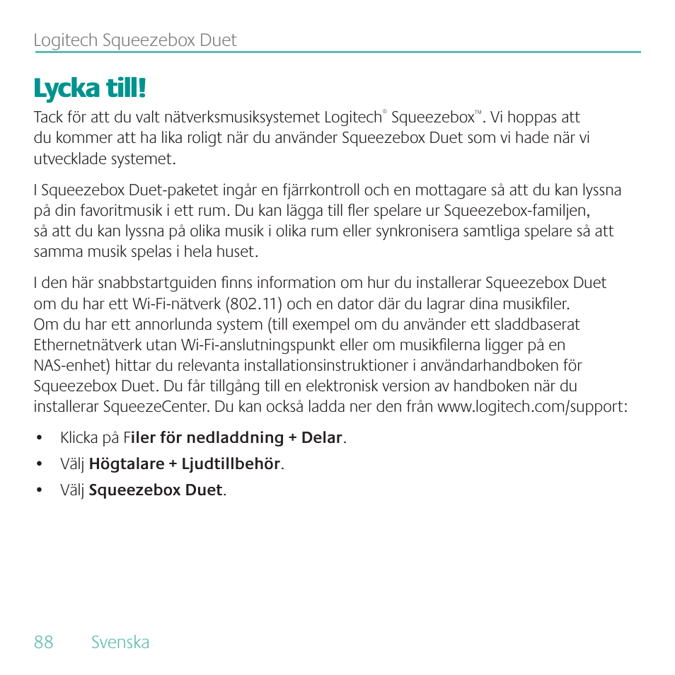 Lycka till | Logitech Duet User Manual | Page 88 / 196