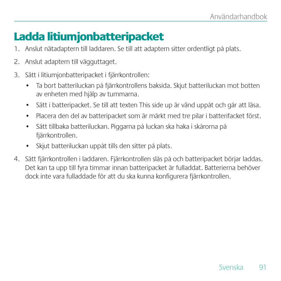 Ladda litiumjonbatteripacket | Logitech Duet User Manual | Page 91 / 196