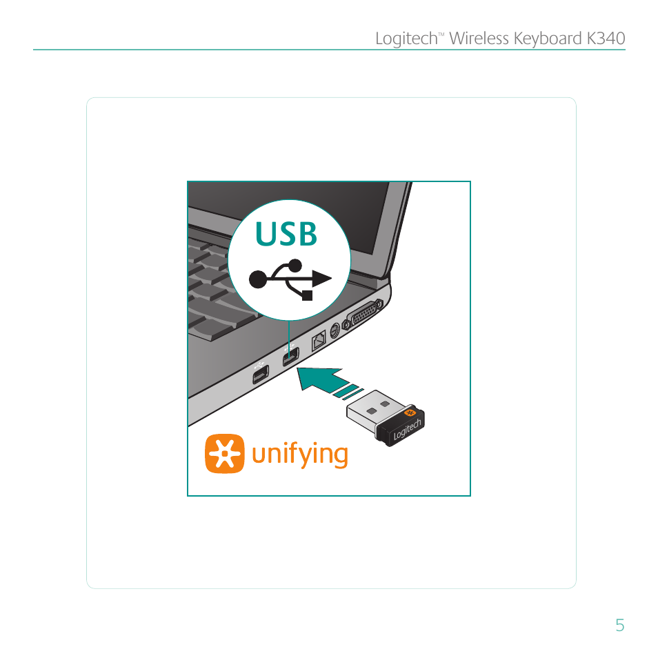 Logitech Wireless Keyboard K340 User Manual | Page 5 / 34