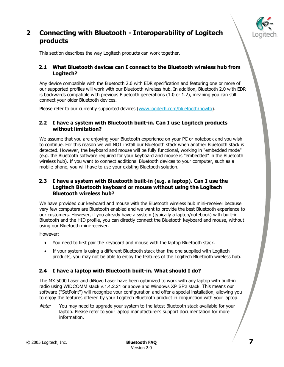 Logitech CORDLESS DESKTOP MX 5000 LASER User Manual | Page 11 / 34