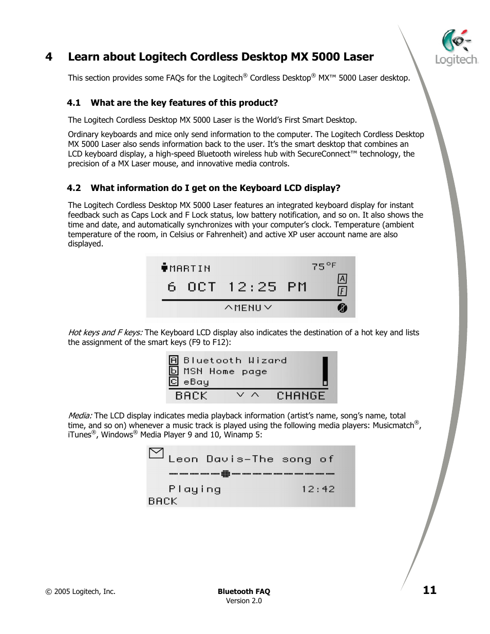 What are the key features of this product | Logitech CORDLESS DESKTOP MX 5000 LASER User Manual | Page 15 / 34