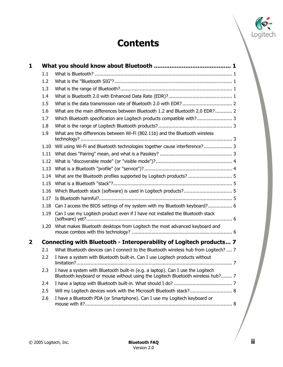 Logitech CORDLESS DESKTOP MX 5000 LASER User Manual | Page 2 / 34