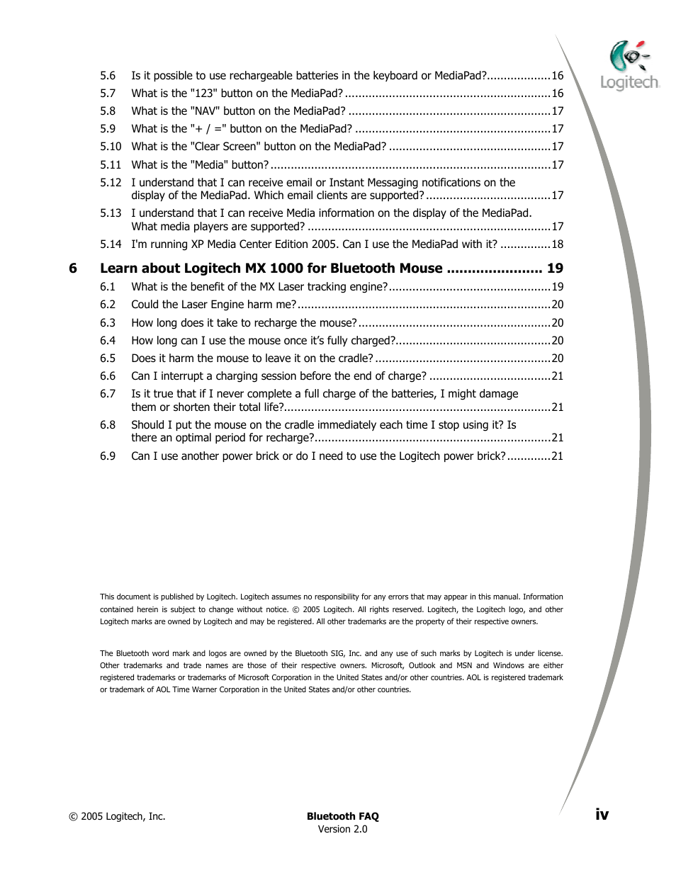 Logitech CORDLESS DESKTOP MX 5000 LASER User Manual | Page 4 / 34