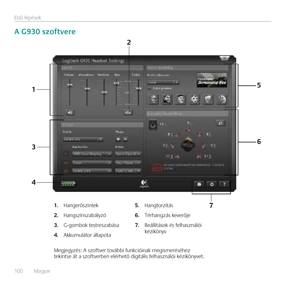 A g930 szoftvere | Logitech G930 User Manual | Page 100 / 120