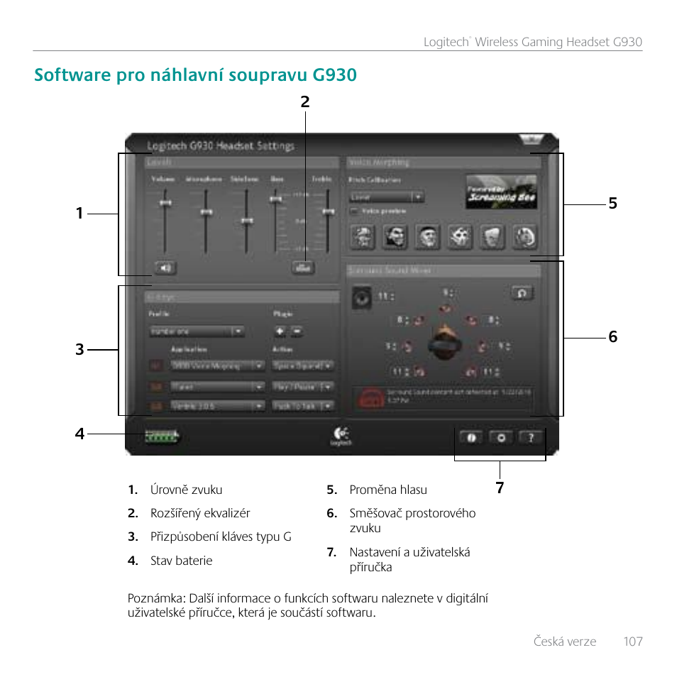 Software pro náhlavní soupravu g930 | Logitech G930 User Manual | Page 107 / 120