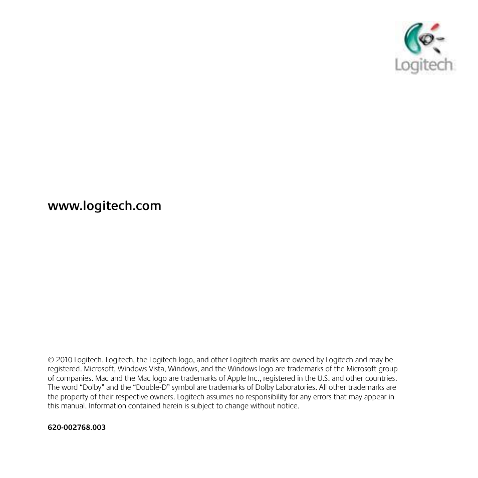 Logitech G930 User Manual | Page 120 / 120
