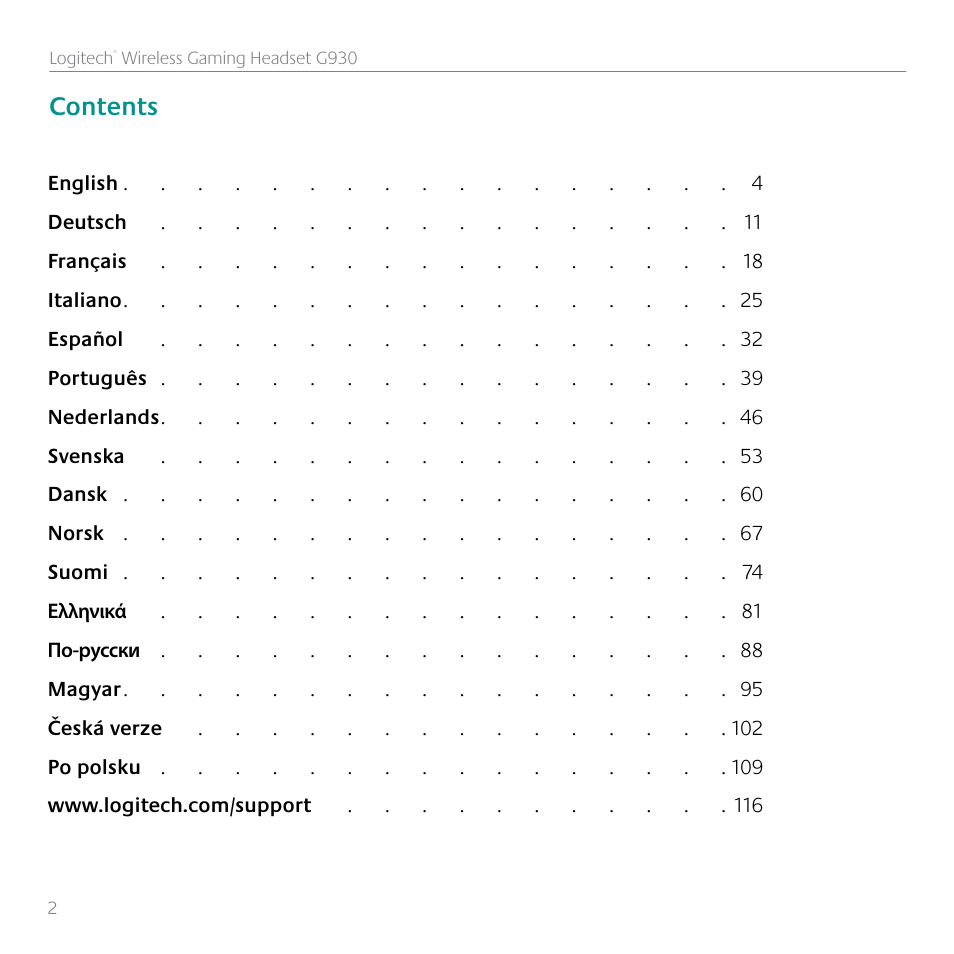 Logitech G930 User Manual | Page 2 / 120