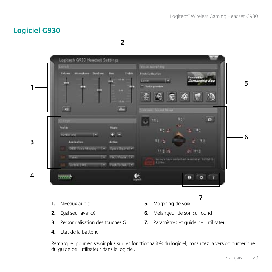 Logiciel g930 | Logitech G930 User Manual | Page 23 / 120