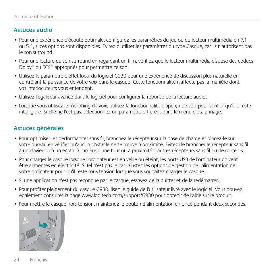 Logitech G930 User Manual | Page 24 / 120