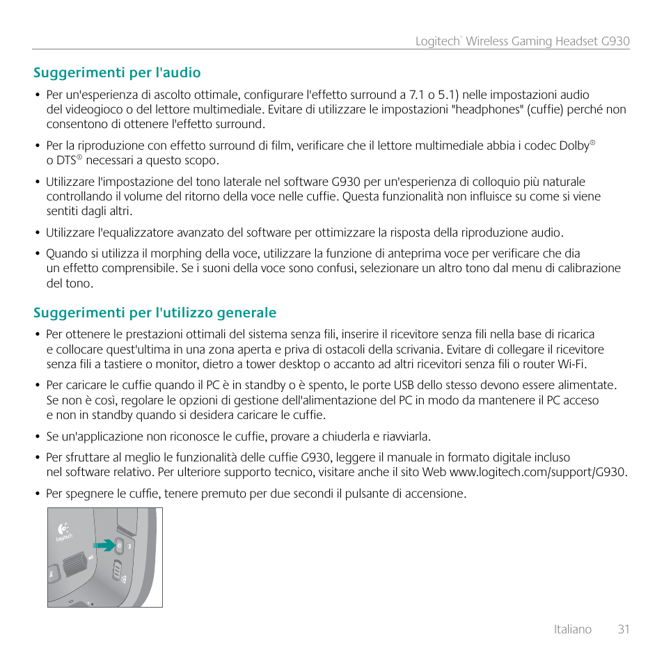 Logitech G930 User Manual | Page 31 / 120