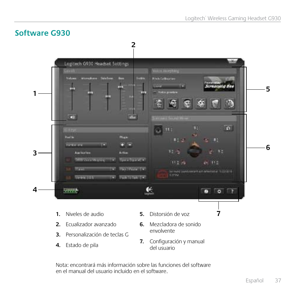 Software g930 | Logitech G930 User Manual | Page 37 / 120