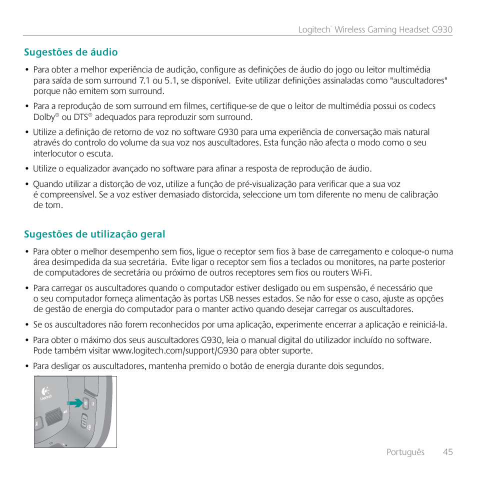 Logitech G930 User Manual | Page 45 / 120