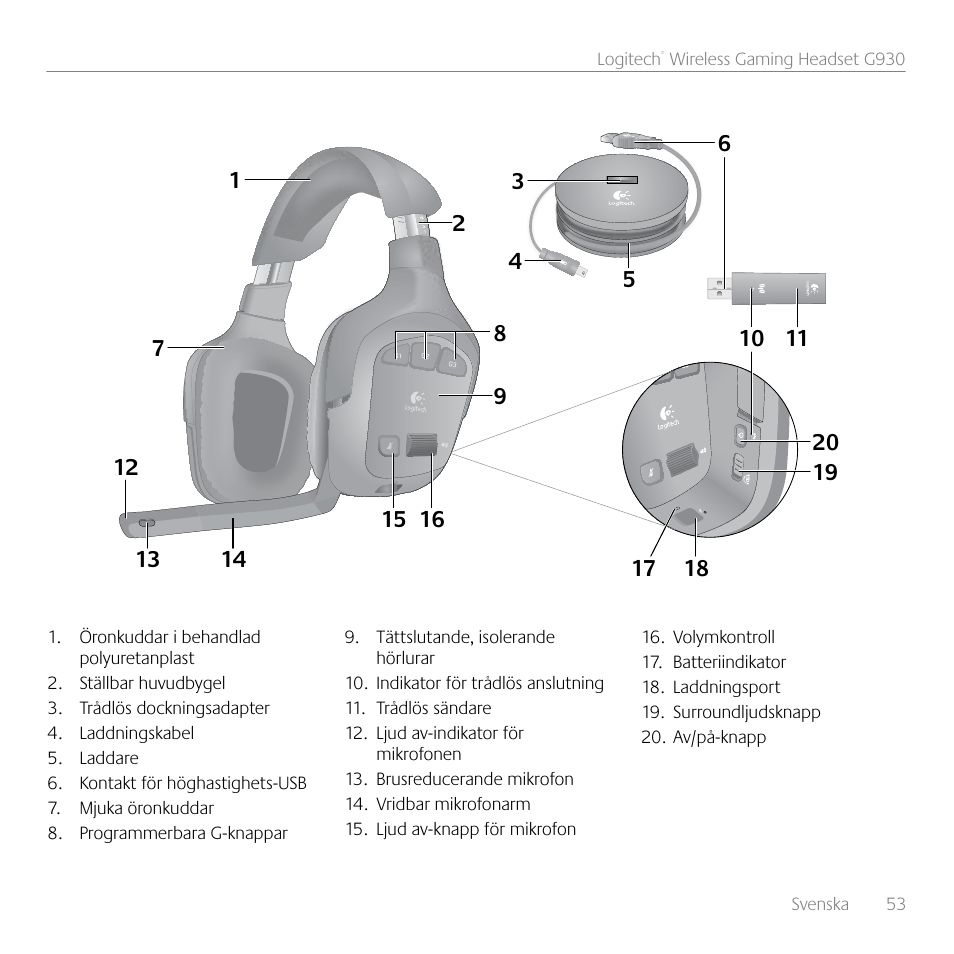 Logitech G930 User Manual | Page 53 / 120
