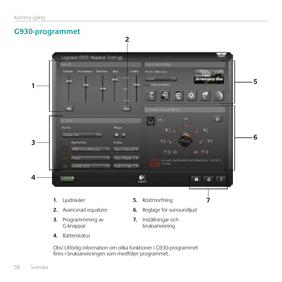 G930-programmet | Logitech G930 User Manual | Page 58 / 120