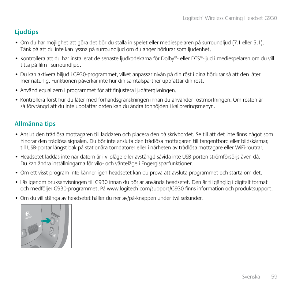Logitech G930 User Manual | Page 59 / 120