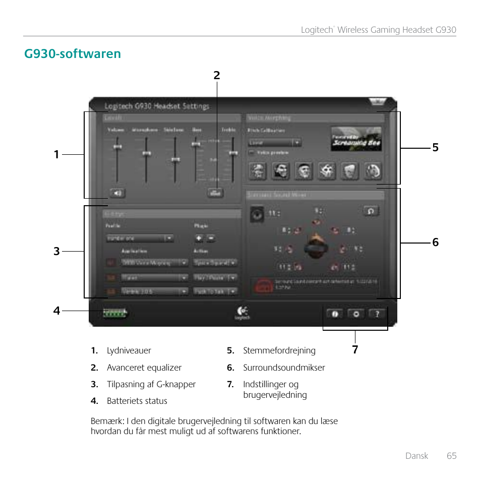 G930-softwaren | Logitech G930 User Manual | Page 65 / 120
