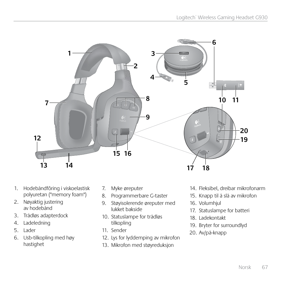 Logitech G930 User Manual | Page 67 / 120