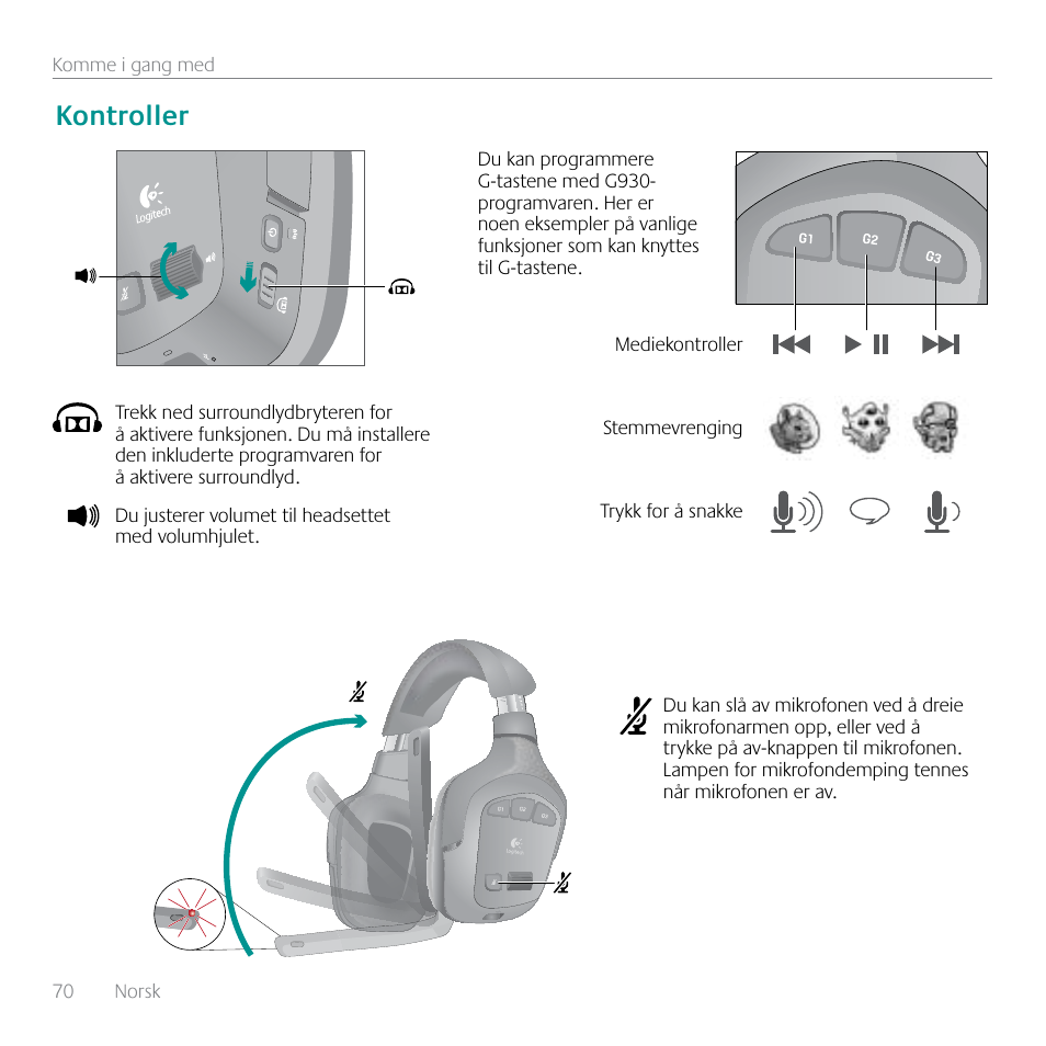 Kontroller | Logitech G930 User Manual | Page 70 / 120