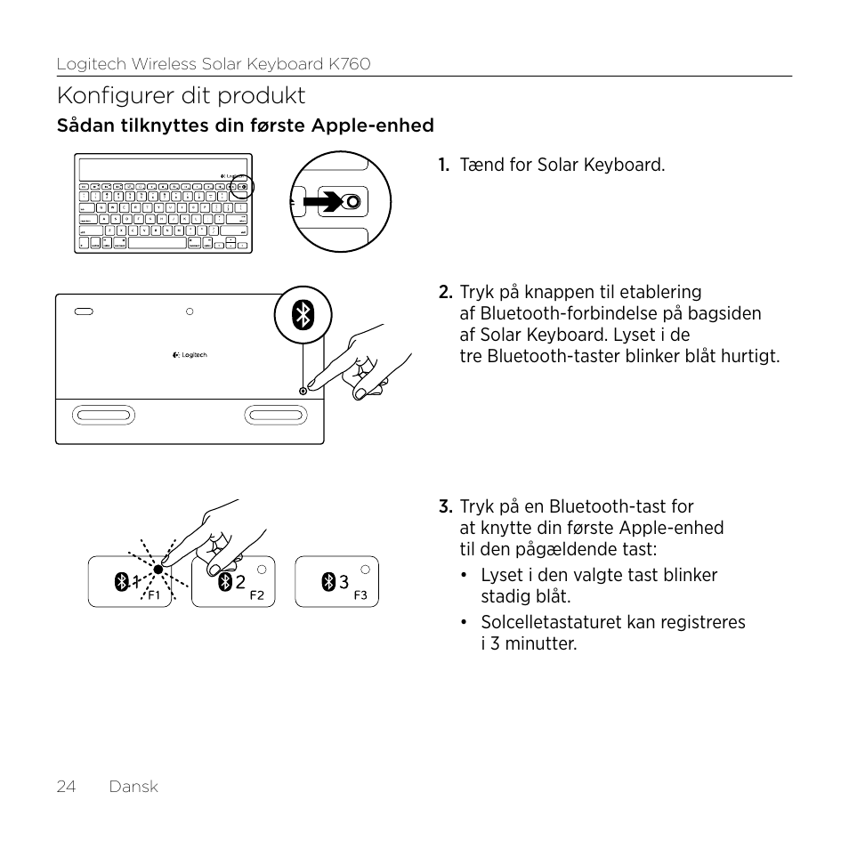 Konfigurer dit produkt | Logitech Wireless Solar Keyboard K760 User Manual | Page 24 / 56