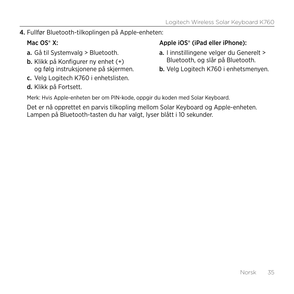 Logitech Wireless Solar Keyboard K760 User Manual | Page 35 / 56