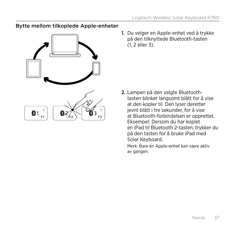 Logitech Wireless Solar Keyboard K760 User Manual | Page 37 / 56