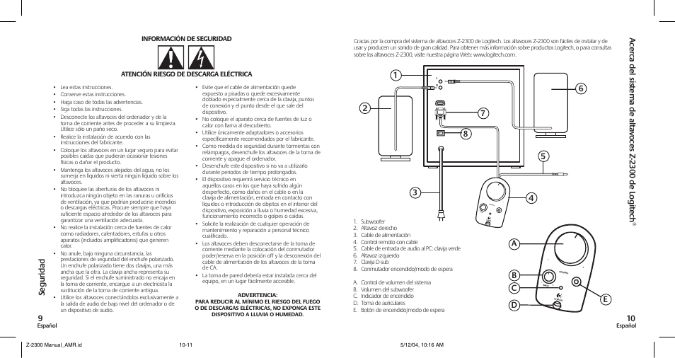 Ae 7 b c d, Se gu ri da d 9 | Logitech SpeakerSystem Z-2300 User Manual | Page 6 / 9