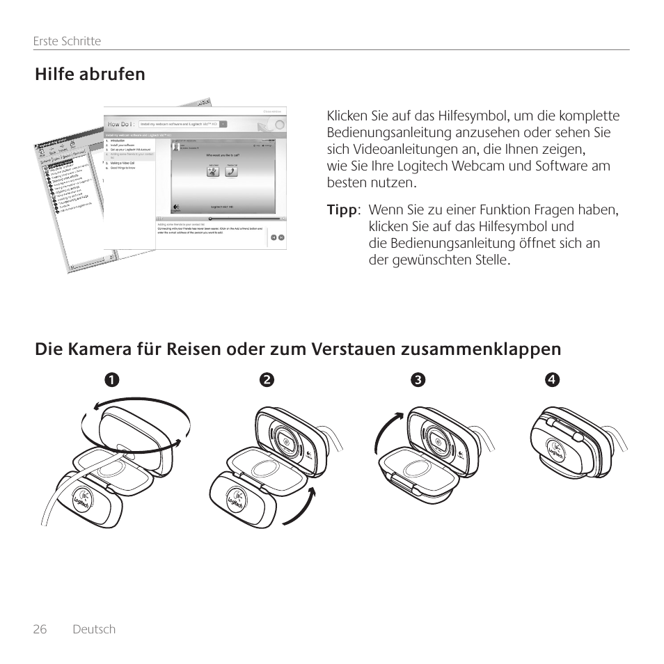 Hilfe abrufen | Logitech C615 User Manual | Page 26 / 172