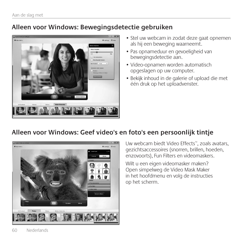 Alleen voor windows: bewegingsdetectie gebruiken | Logitech C615 User Manual | Page 60 / 172
