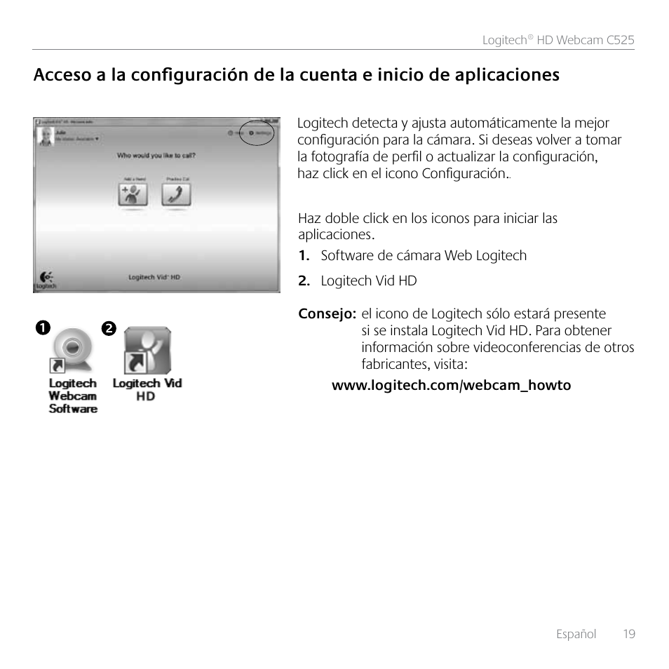 Logitech HD C525 User Manual | Page 19 / 48