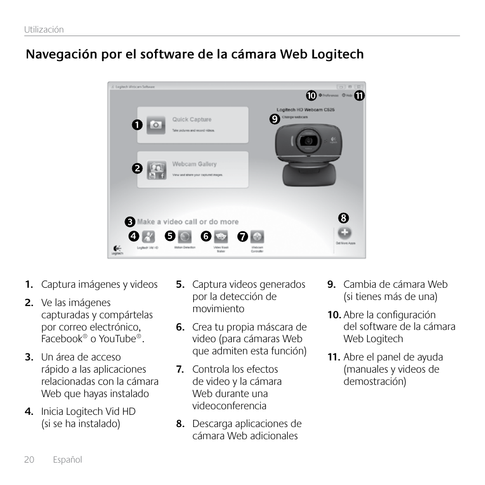 Logitech HD C525 User Manual | Page 20 / 48