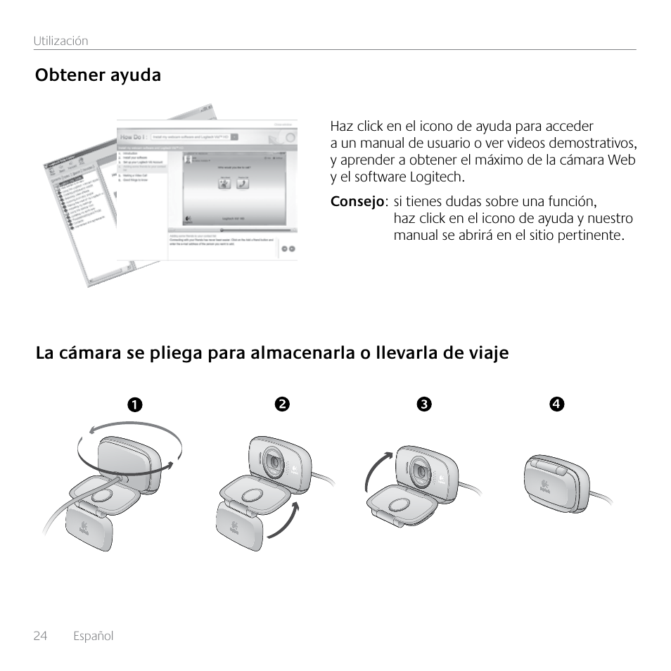 Obtener ayuda | Logitech HD C525 User Manual | Page 24 / 48