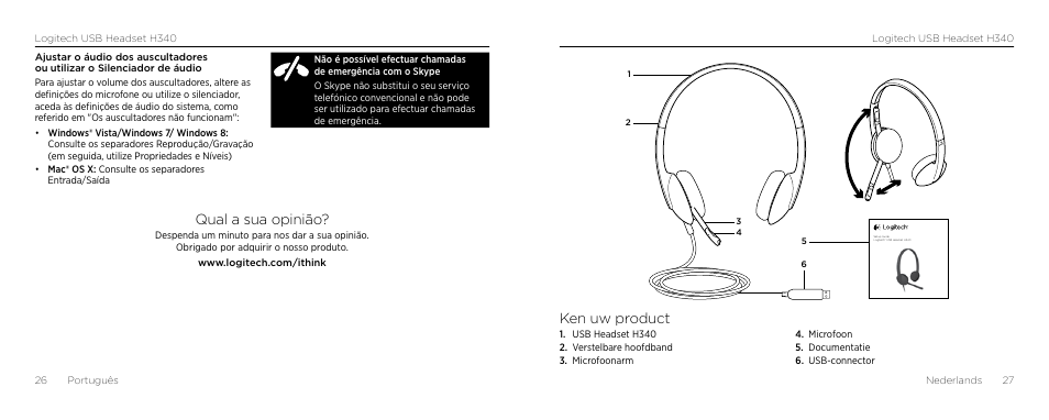 Qual a sua opinião, Ken uw product | Logitech H340 User Manual | Page 14 / 59