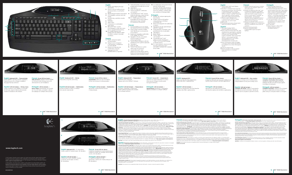 000497 adhil back amr.pdf, English, Español | Français, Português | Logitech Cordless Desktop MX 5500 Revolution 920-000383 User Manual | Page 2 / 2