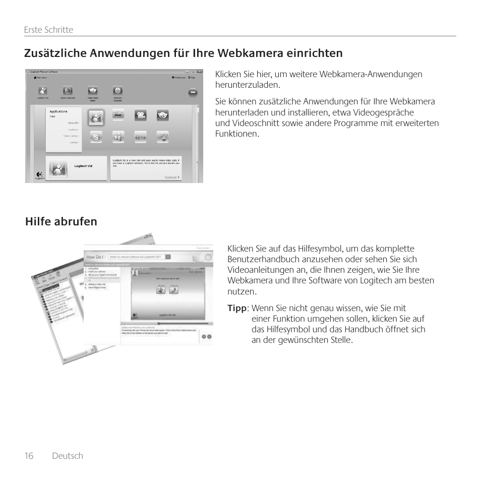 Hilfe abrufen | Logitech C100 User Manual | Page 16 / 132