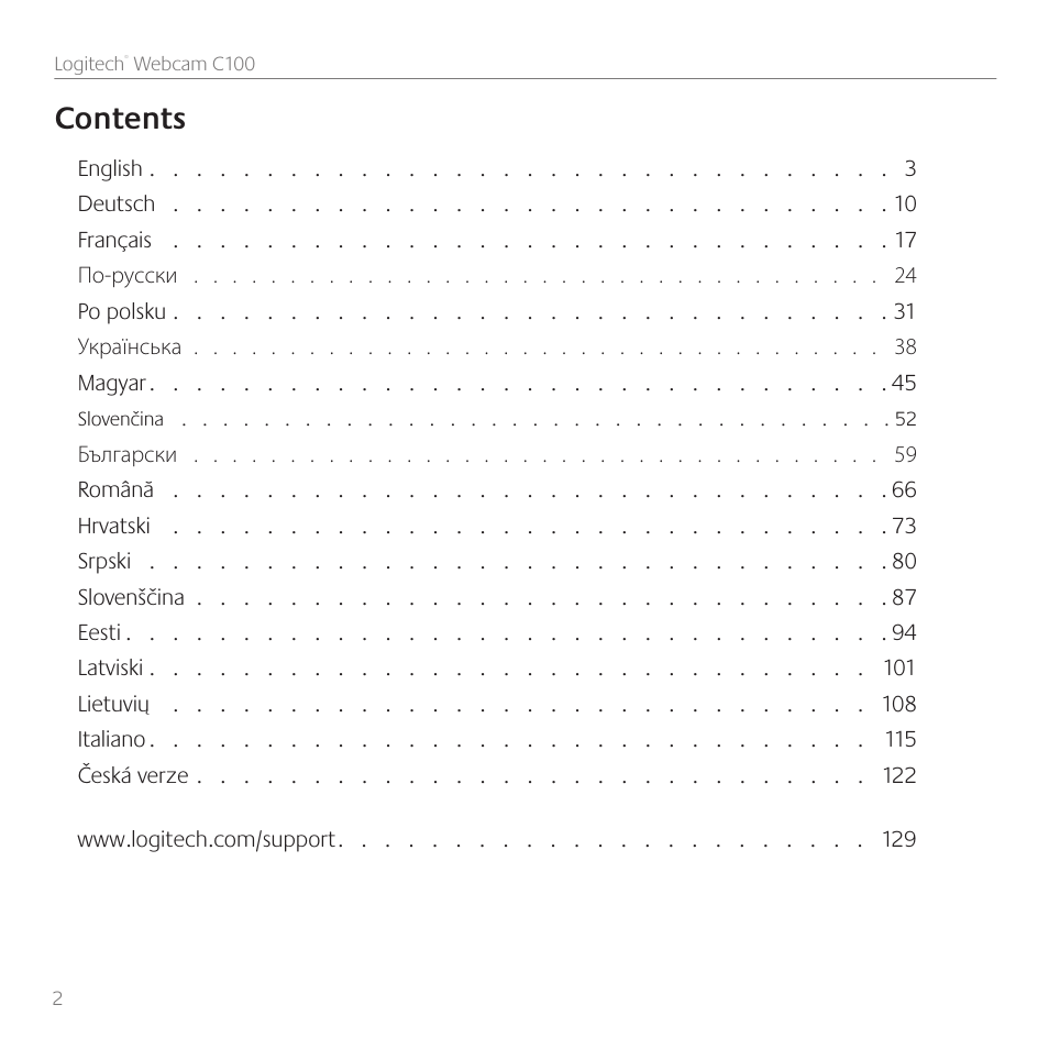 Logitech C100 User Manual | Page 2 / 132