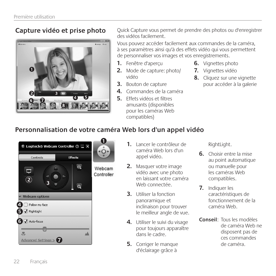 Capture vidéo et prise photo | Logitech C100 User Manual | Page 22 / 132