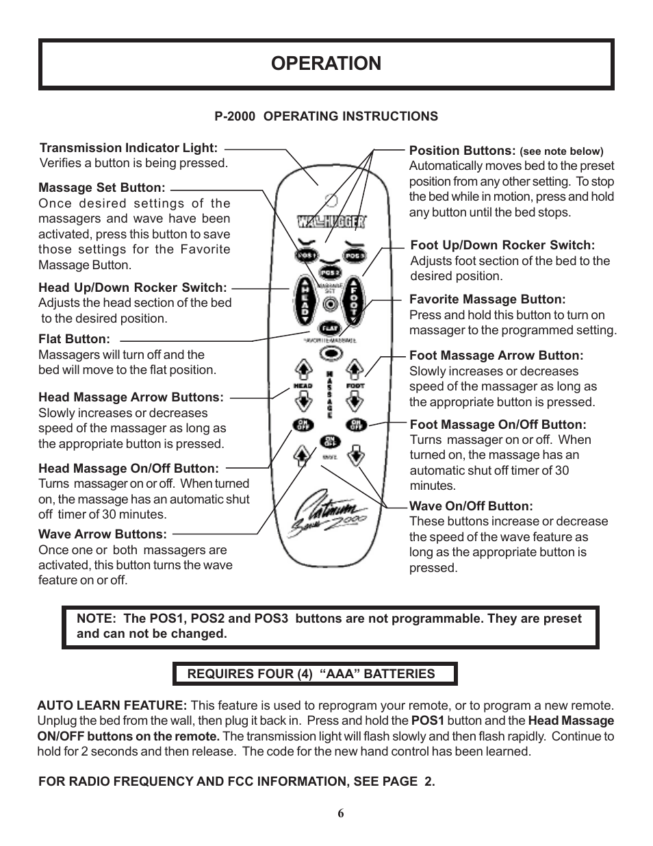 Operation | Leggett & Platt P-2000 User Manual | Page 7 / 11