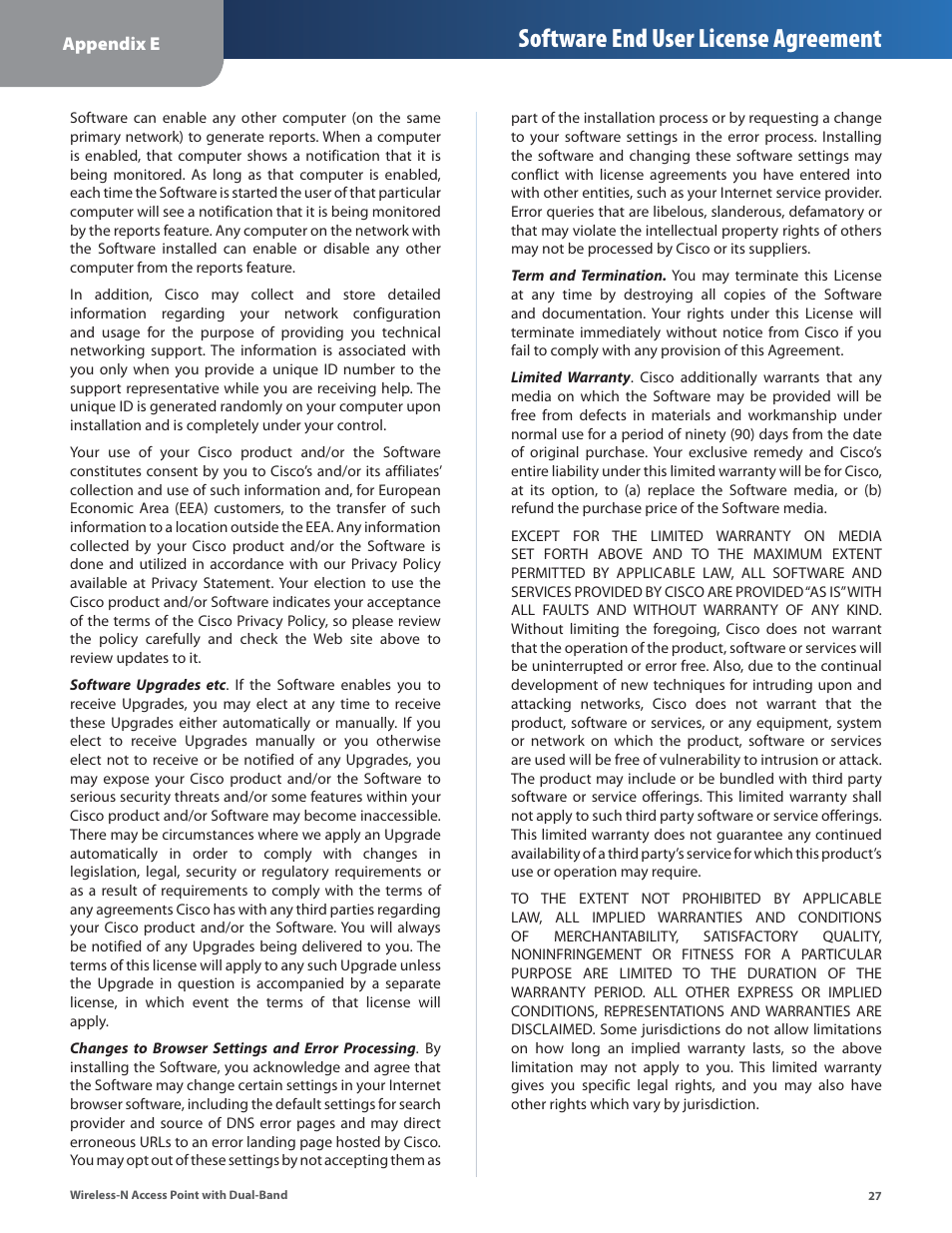 Software end user license agreement | Linksys WAP610N User Manual | Page 30 / 41