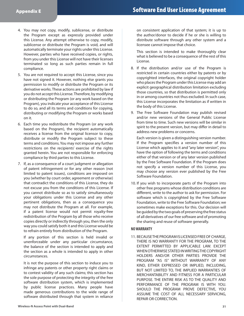 Software end user license agreement | Linksys WAP610N User Manual | Page 34 / 41