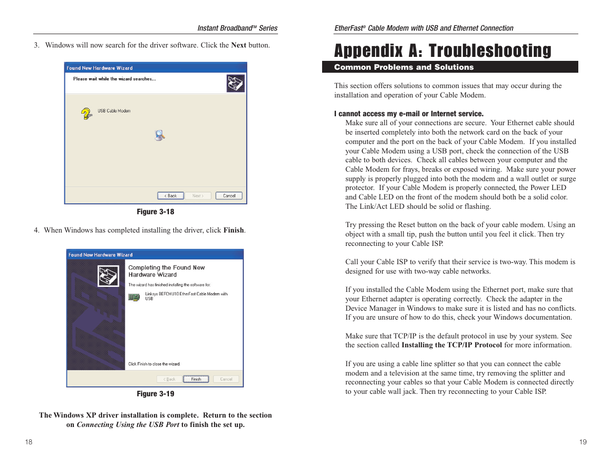Appendix a: troubleshooting | Linksys EtherFast BEFCMU10 User Manual | Page 12 / 18