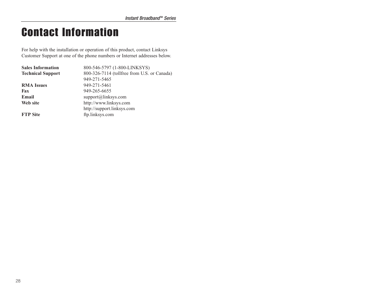 Contact information | Linksys EtherFast BEFCMU10 User Manual | Page 17 / 18