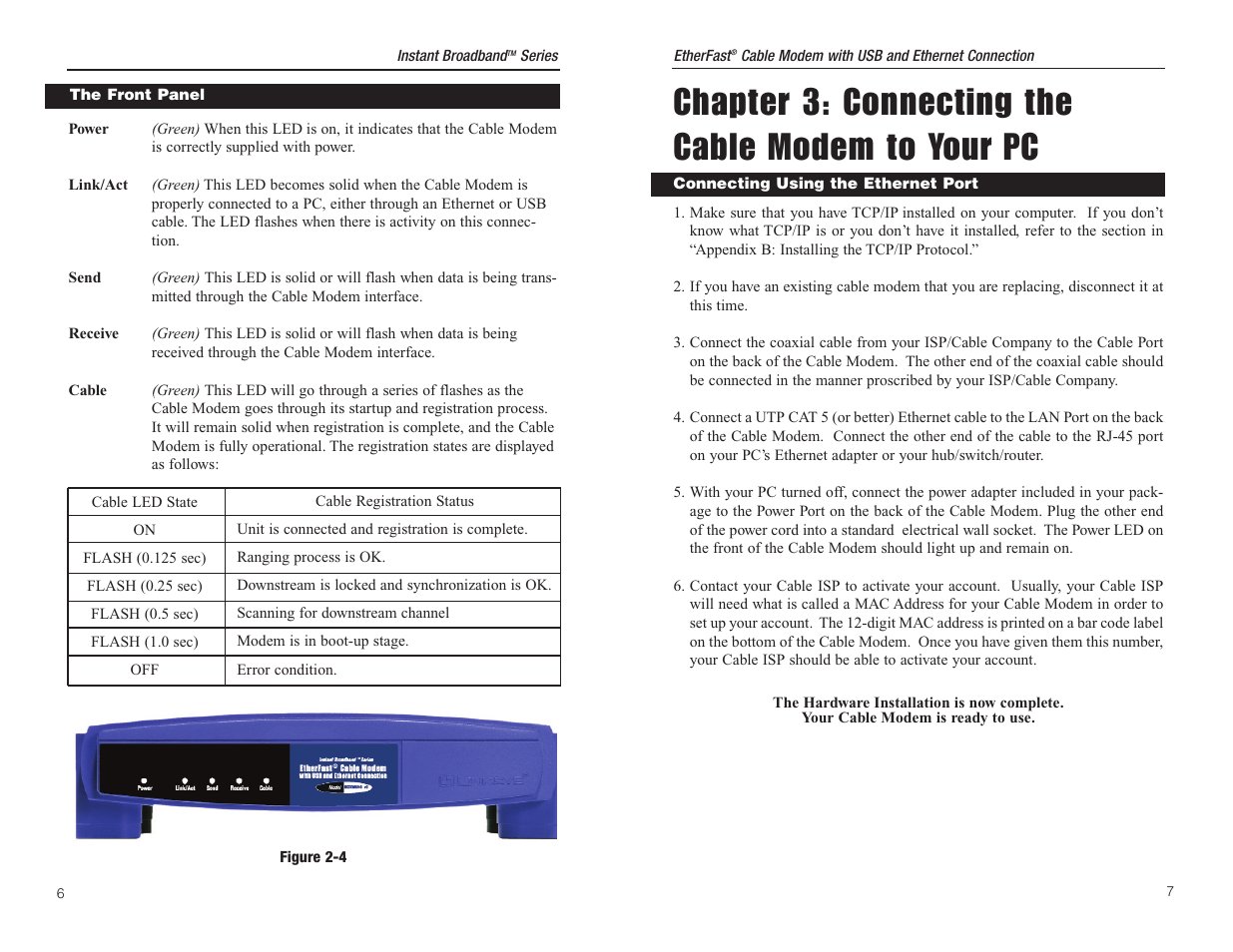 Chapter 3: connecting the cable modem to your pc | Linksys EtherFast BEFCMU10 User Manual | Page 6 / 18