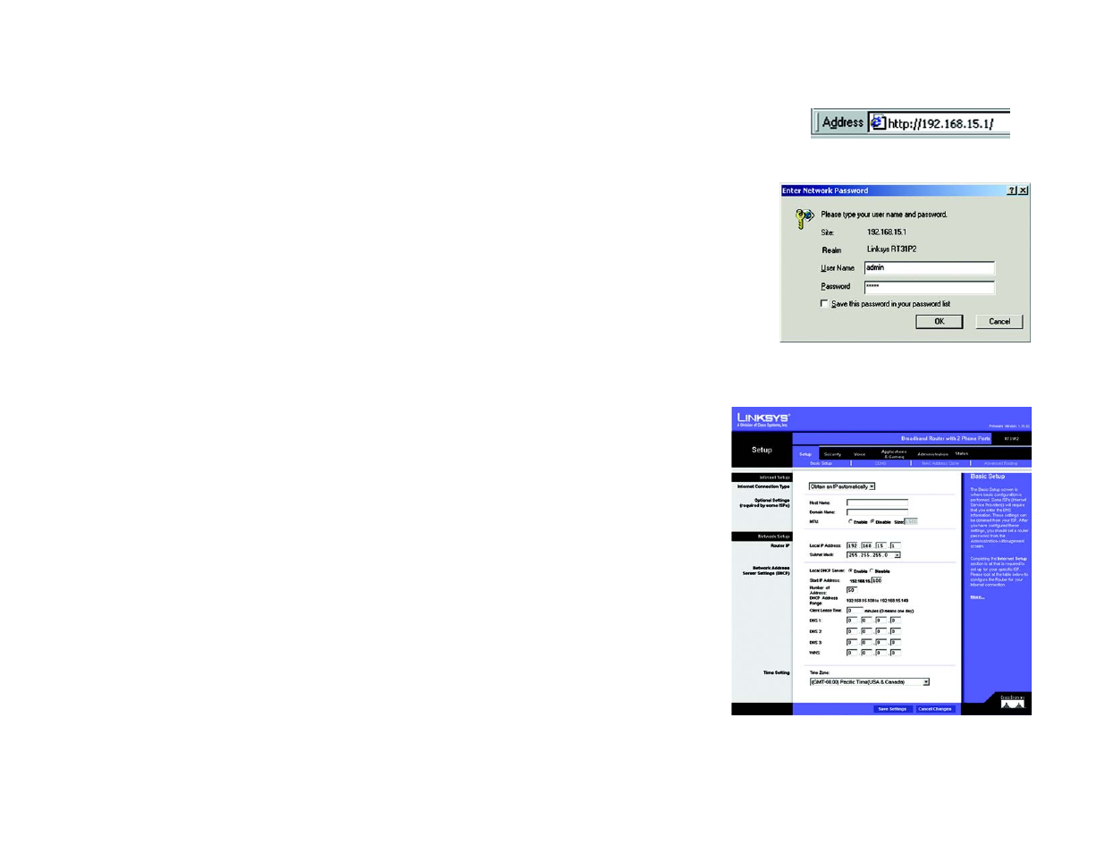How to access the web-based utility, The setup tab - basic setup | Linksys RT31P2-NA User Manual | Page 18 / 81