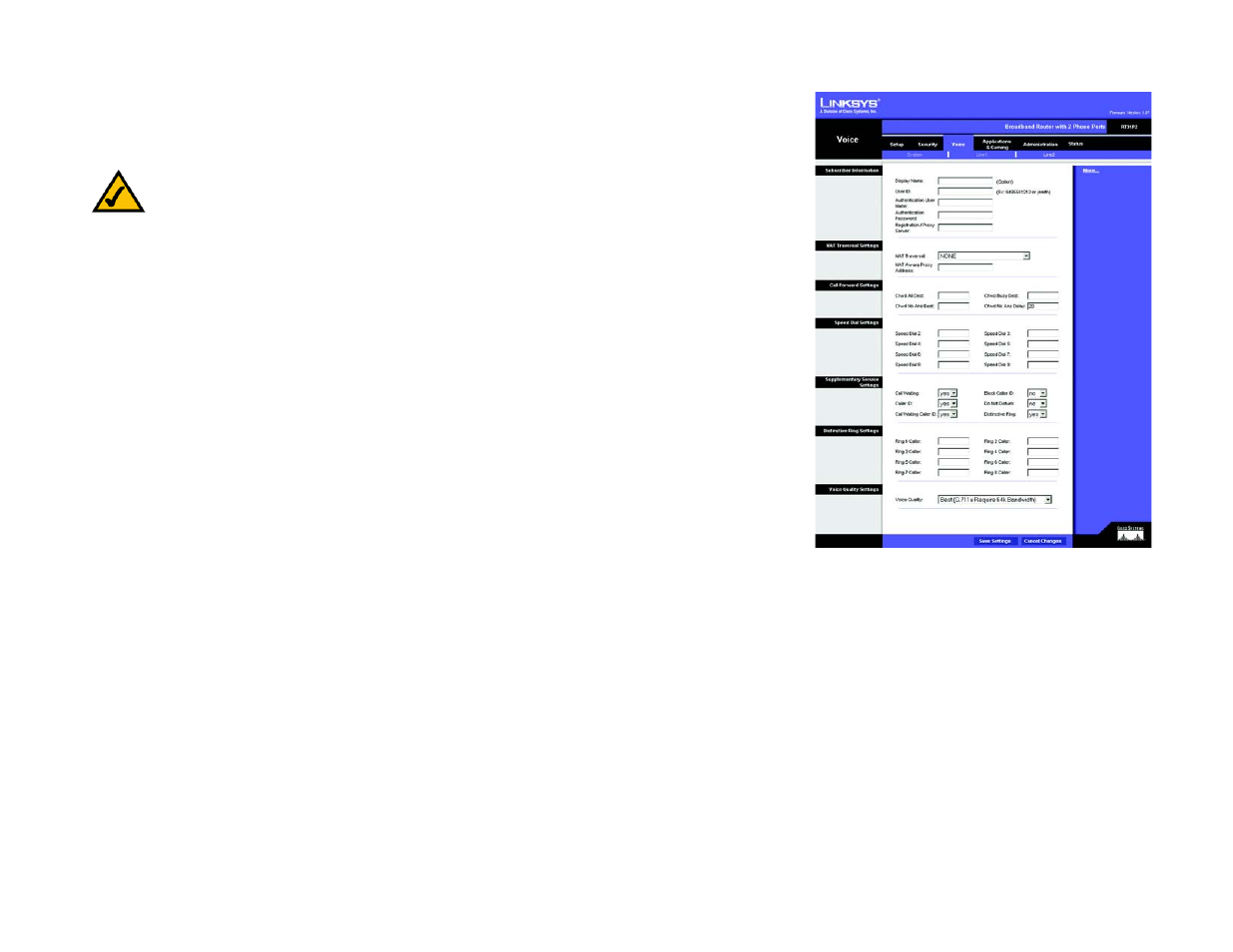 The voice tab - line2 settings | Linksys RT31P2-NA User Manual | Page 35 / 81