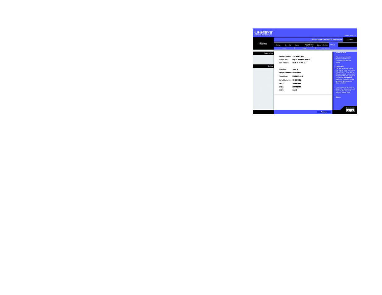 The status tab - router | Linksys RT31P2-NA User Manual | Page 51 / 81