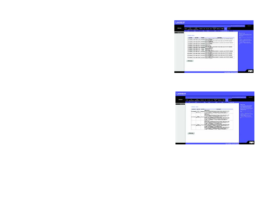 Admin tab - flash logs | Linksys SRW2024 User Manual | Page 103 / 134