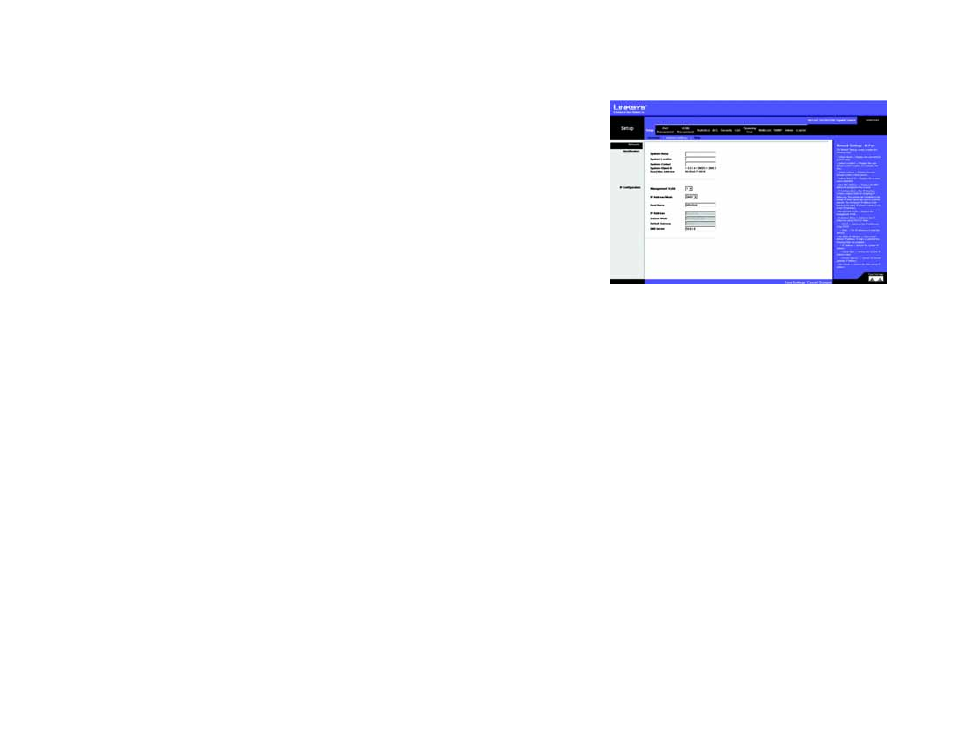 Setup tab - network settings | Linksys SRW2024 User Manual | Page 44 / 134
