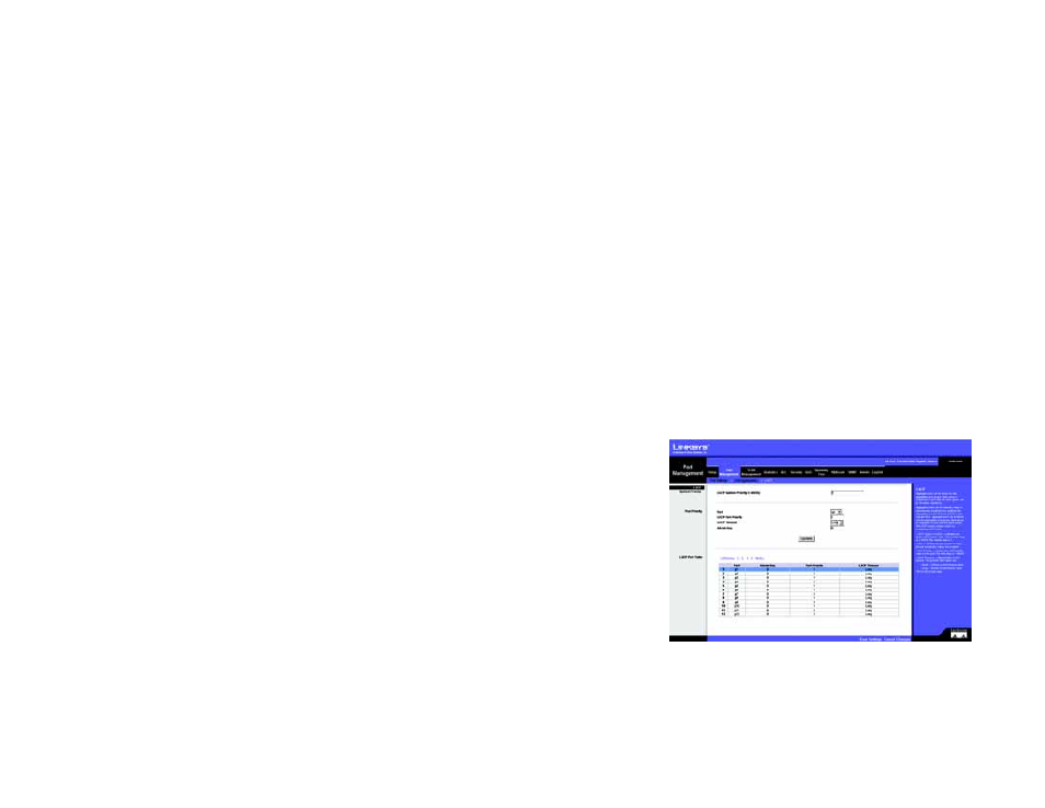 Port management tab - lacp | Linksys SRW2024 User Manual | Page 50 / 134