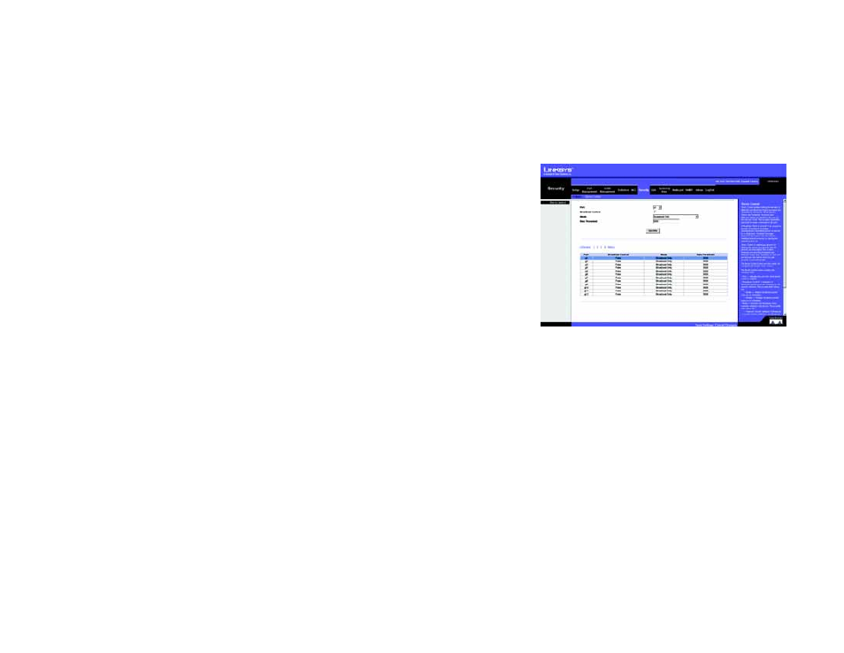 Security tab - storm control | Linksys SRW2024 User Manual | Page 72 / 134