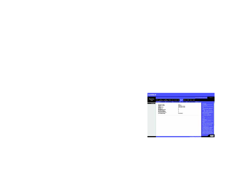 Spanning tree, Spanning tree tab - stp status | Linksys SRW2024 User Manual | Page 78 / 134